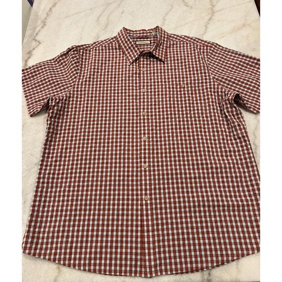 G. H. Bass & Co. Red Plaid Shirt Mens Tee XXL Short Sleeve Cotton Blend Collared - Picture 1 of 8